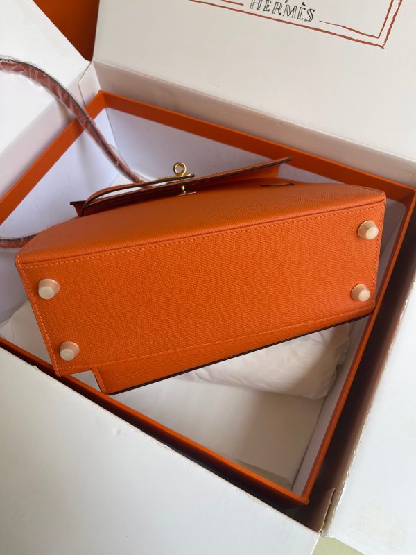 H KELLY SELLIER EN DESORDRE EPSOM GOLD-TONED HARDWARE ORANGE 25CM