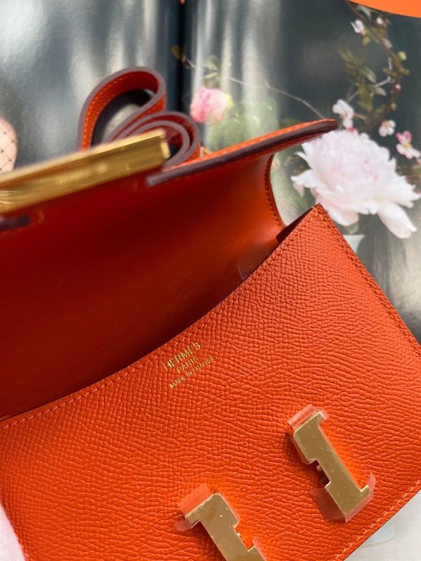 H CONSTANCE MINI EPSOM GOLD-TONED HARDWARE ORANGE 18CM