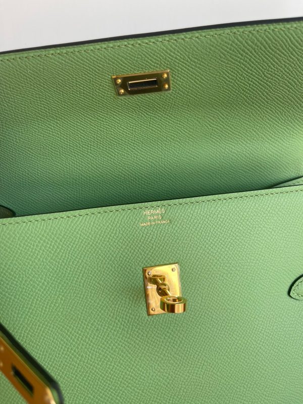 H KELLY SELLIER EN DESORDRE EPSOM GOLD-TONED HARDWARE GREEN 25CM