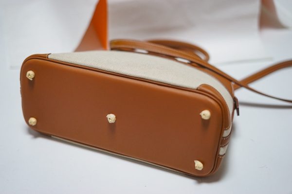 H VINTAGE BOLIDE 31 CANVAS LEATHHER BAG BROWN 31CM