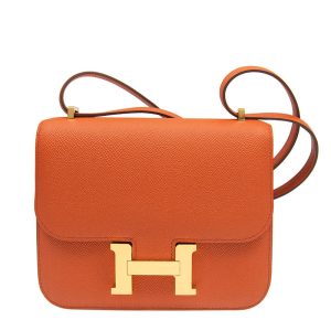 H CONSTANCE MINI EPSOM GOLD-TONED HARDWARE ORANGE 18CM