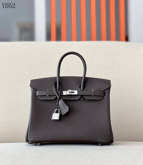 H BIRKIN 25 TOGO BROWN LEATHER SILVER HARDWARE 25CM