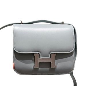 H CONSTANCE LEATHER BAG GREY 18CM