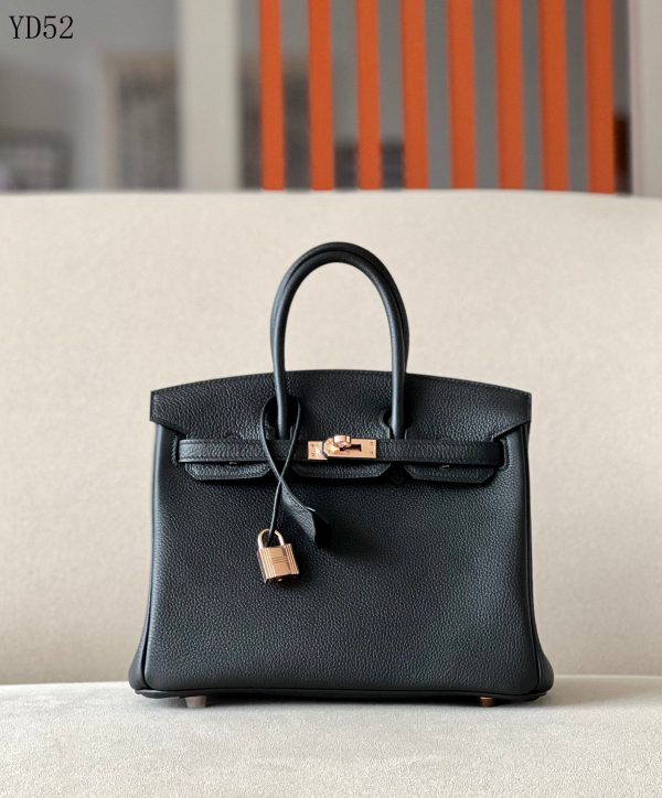 H BIRKIN 25 TOGO BLACK LEATHER GOLD HARDWARE 25CM