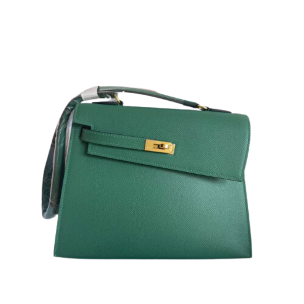 H KELLY SELLIER EN DESORDRE EPSOM GOLD-TONED HARDWARE DARK GREEN 25CM