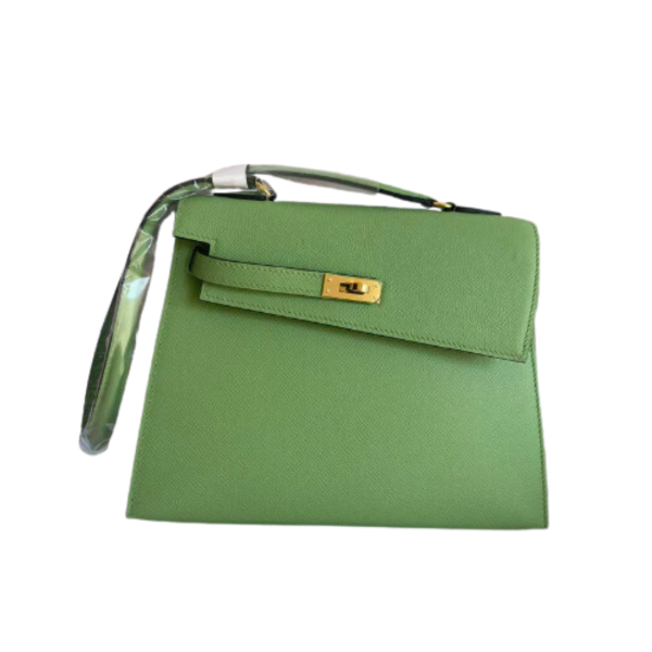 H KELLY SELLIER EN DESORDRE EPSOM GOLD-TONED HARDWARE GREEN 25CM