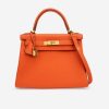 H KELLY ORANGE SELLIER ROUGE EPSOM GOLD HARDWARE 28CM