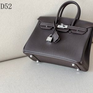 H BIRKIN 25 TOGO BROWN LEATHER SILVER HARDWARE 25CM