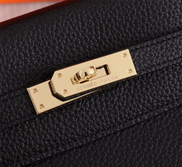 H KELLY BLACK SELLIER ROUGE EPSOM GOLD HARDWARE 32CM