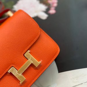 H CONSTANCE MINI EPSOM GOLD-TONED HARDWARE ORANGE 18CM