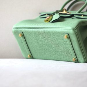 H BIRKIN 25 TOGO GREEN LEATHER GOLD HARDWARE 25CM