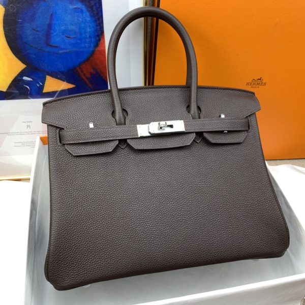 Hermes Birkin 30 Togo Dark Grey Bag Silver Hardware For Women, Women’s Handbags 11.8in/30cm