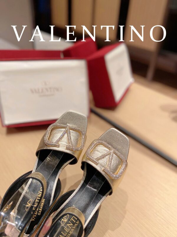 Valentino Garavani Strap Heeled Sandals With V Logo Crystal Embellishment Gold For Women