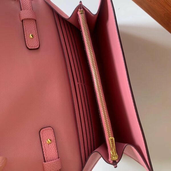 Hermes Constance Togo Long Wallet 21cm/8.3in Gold Toned Hardware For Women Pink