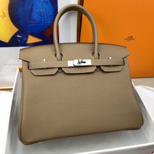 Hermes Birkin 30 Togo Etoupe Bag Silver Hardware For Women, Women’s Handbags 11.8in/30cm