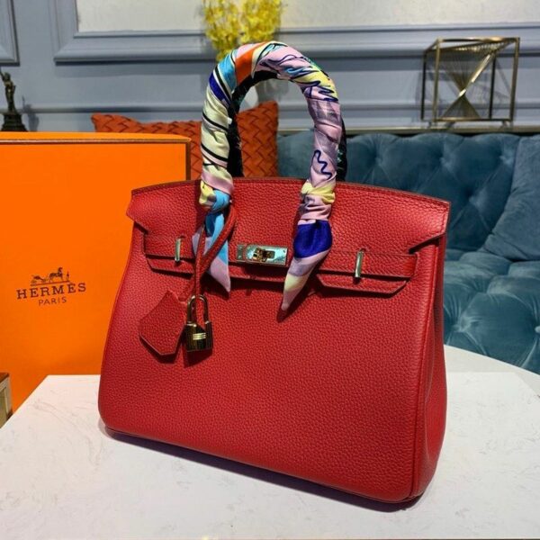 Hermes Birkin Red Semi Handstitched With Gold Toned Hardware For Women 30cm/11.8in