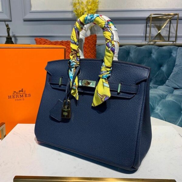 Hermes Birkin Dark Blue Semi Handstitched With Gold Toned Hardware For Women 30cm/11.8in