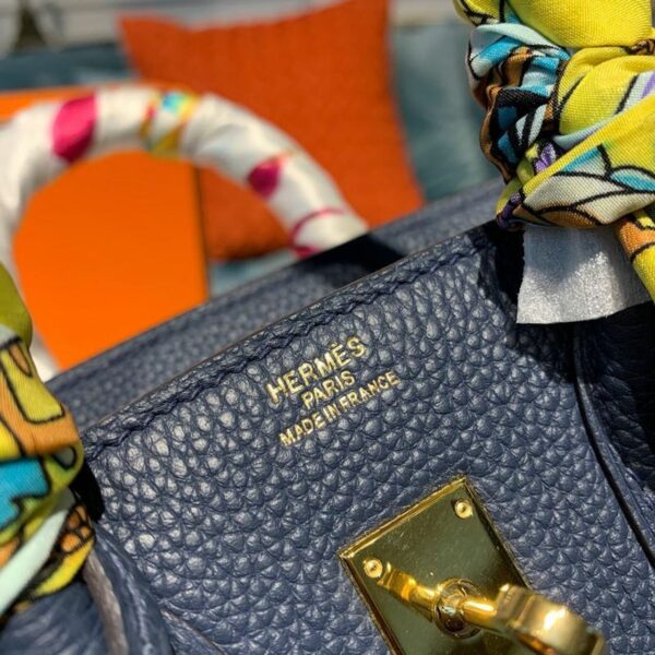 Hermes Birkin Dark Blue Semi Handstitched With Gold Toned Hardware For Women 30cm/11.8in