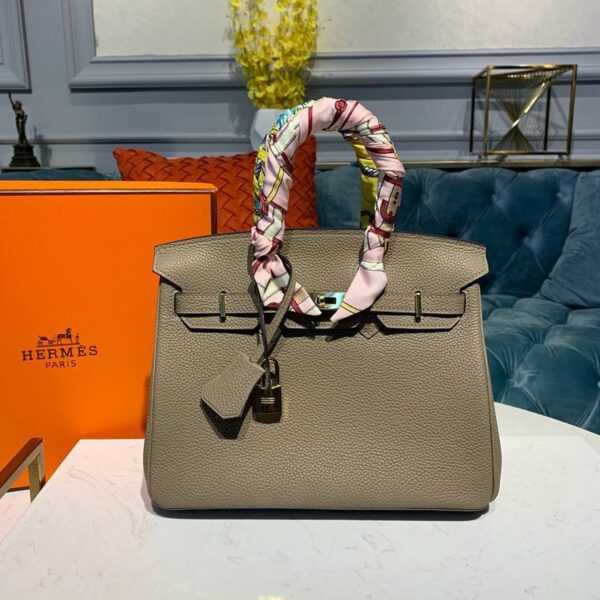 Hermes Birkin Light Grey Semi Handstitched With Gold Toned Hardware For Women 30cm/11.8in