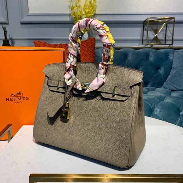 Hermes Birkin Light Grey Semi Handstitched With Gold Toned Hardware For Women 30cm/11.8in