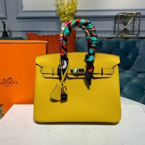 Hermes Birkin Yellow Semi Handstitched With Gold Toned Hardware For Women 30cm/11.8in