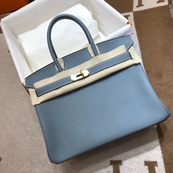 Hermes Birkin Blue For Women Silver Toned Hardware 13.8in/35cm