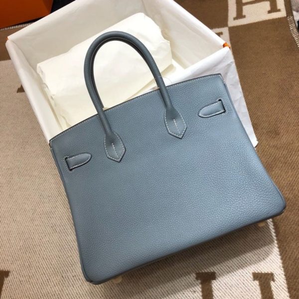 Hermes Birkin Blue For Women Silver Toned Hardware 13.8in/35cm