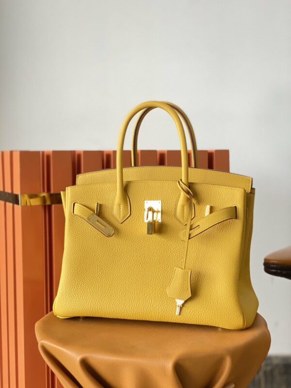 Hermes Birkin Nata Swift Yellow For Women Gold Toned Hardware 11.8in/30cm