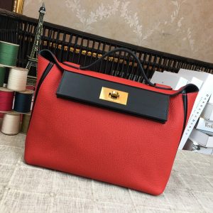 Hermes 24/24 Clemence Swift Red Gold Toned Hardware For Women, Women’s Handbags, Shoulder Bags 11.4in/29cm