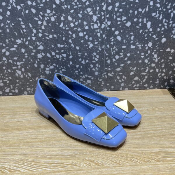 Valentino Garavani One Stud Patent Ballet Flats BLue For Women