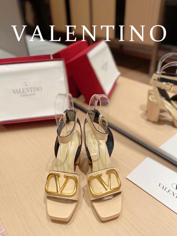 Valentino Garavani Strap Heeled Sandals With V Logo Signature Embellishment Light Yellow For Women