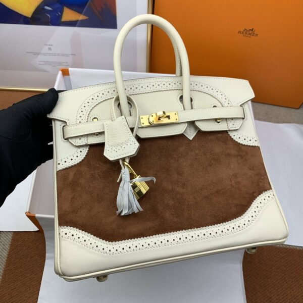 Hermes Birkin Nata Swift Bi Color For Women Gold Toned Hardware 10in/25cm