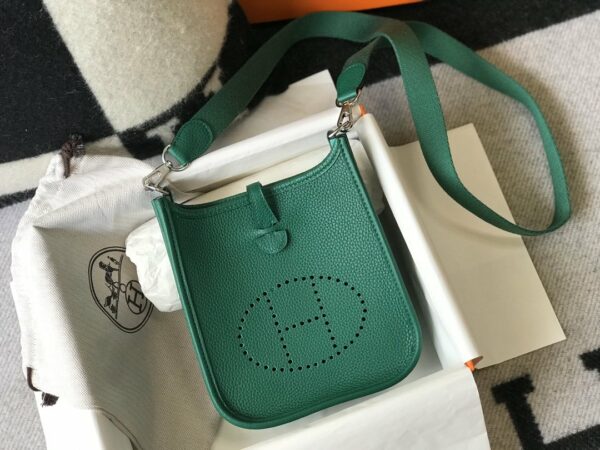 Hermes Evelyne 16 Amazone Bag Green With Silver-Toned Hardware For Women, Women’s Shoulder And Crossbody Bags 6.3in/16cm