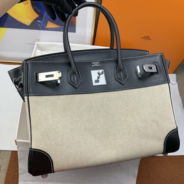 Hermes Birkin Nata Swift BiColor For Women Silver Toned Hardware 11.8in/30cm