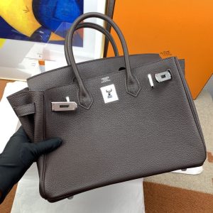 Hermes Birkin 30 Togo Dark Grey Bag Silver Hardware For Women, Women’s Handbags 11.8in/30cm