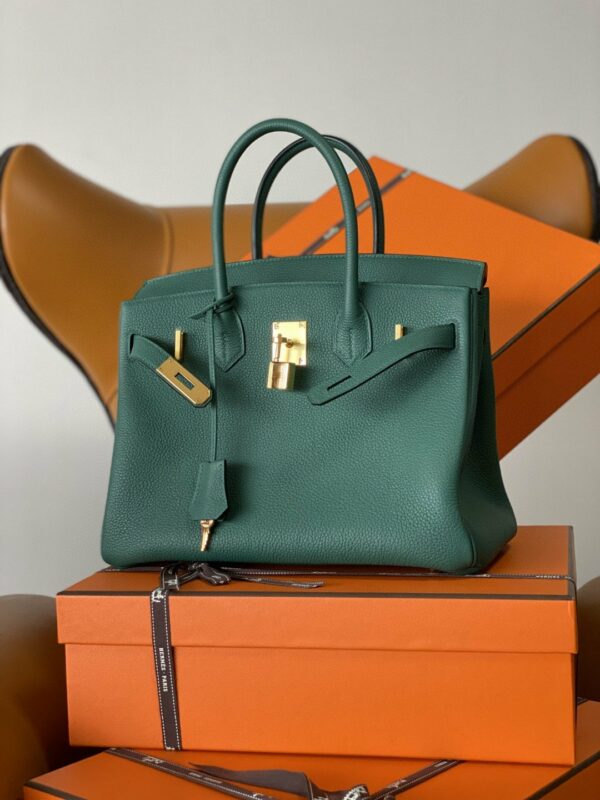 Hermes Birkin Nata Swift Dark Green For Women Gold Toned Hardware 11.8in/30cm