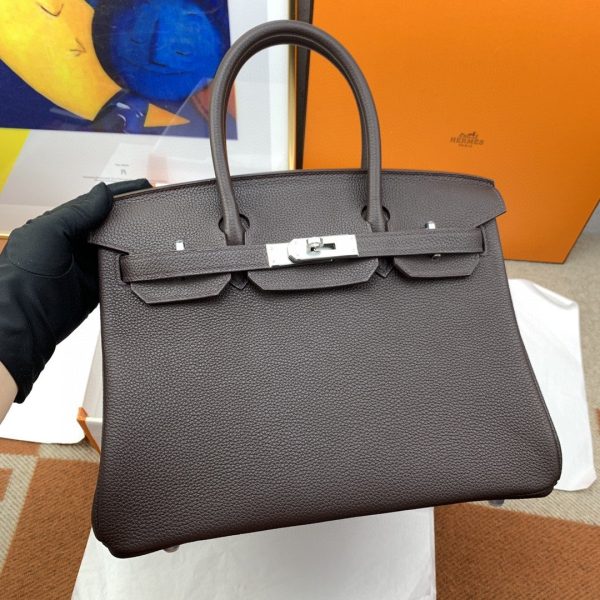 Hermes Birkin 30 Togo Dark Grey Bag Silver Hardware For Women, Women’s Handbags 11.8in/30cm