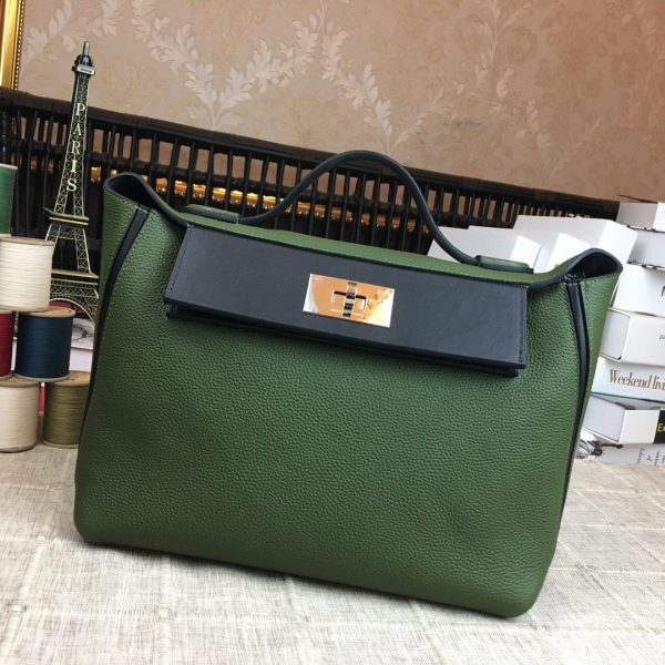 Hermes 24/24 Clemence Swift Green Silver Hardware For Women, Women’s Handbags, Shoulder Bags 11.4in/29cm