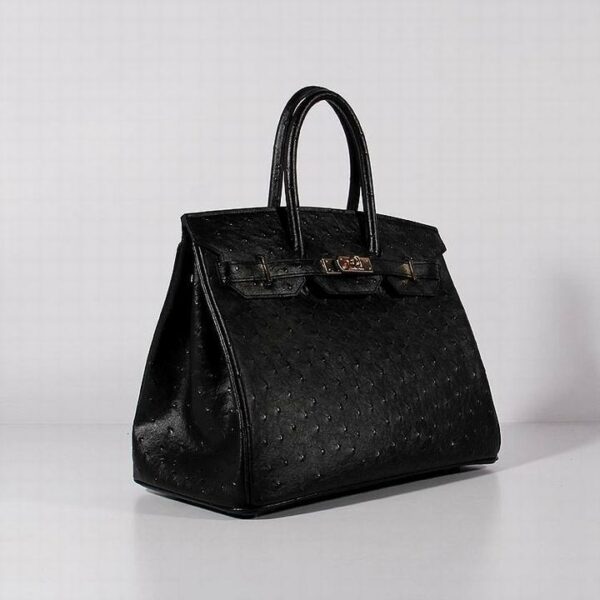 Hermes Birkin With Textures Black For Women Gold Toned Hardware 14in/35cm