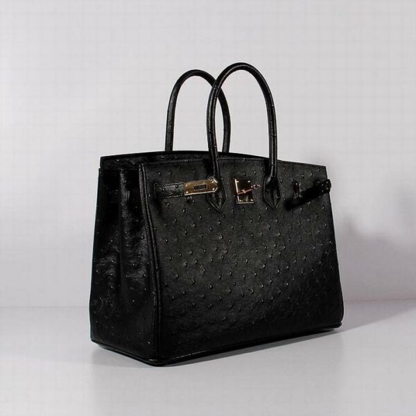 Hermes Birkin With Textures Black For Women Gold Toned Hardware 14in/35cm