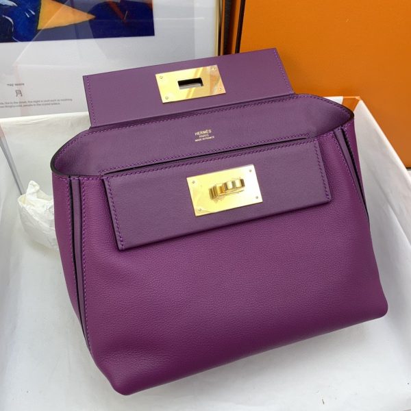 Hermes 24/24 Mini Evercolor Swift Purple For Women, Women’s Handbags, Shoulder Bag 8.2in/21cm