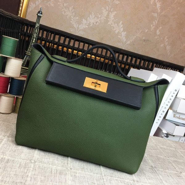 Hermes 24/24 Clemence Swift Green Gold Toned Hardware For Women, Women’s Handbags, Shoulder Bags 11.4in/29cm