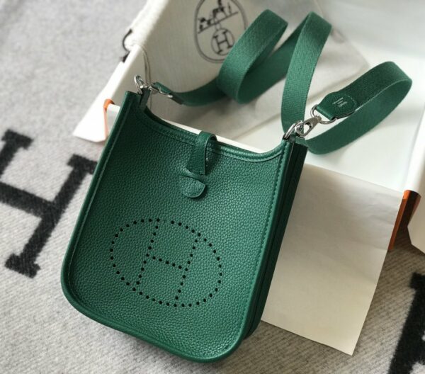 Hermes Evelyne 16 Amazone Bag Green With Silver-Toned Hardware For Women, Women’s Shoulder And Crossbody Bags 6.3in/16cm