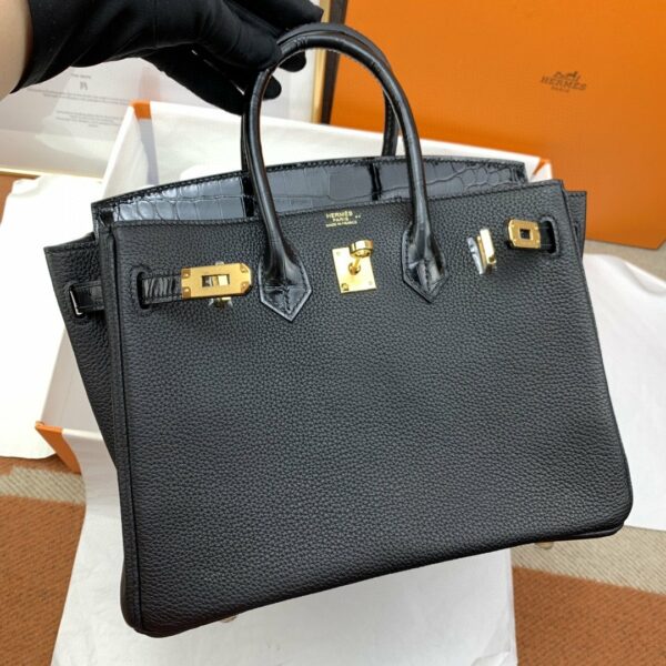 Hermes Birkin Nata Swift Black For Women Gold Toned Hardware 10in/25cm