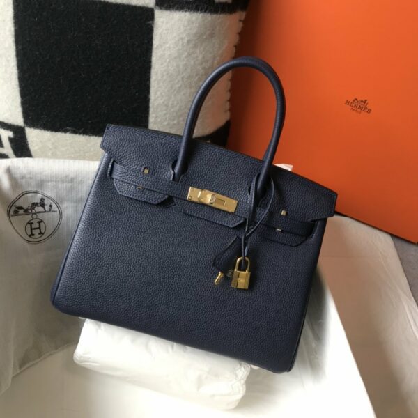 Hermes Birkin Dark Blue For Women Gold-Toned Hardware 11in/30cm