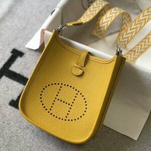 Hermes Evelyne 16 Amazone Bag Yellow With Silver-Toned Hardware For Women, Women’s Shoulder And Crossbody Bags 6.3in/16cm