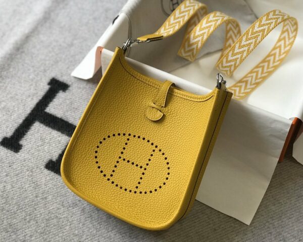 Hermes Evelyne 16 Amazone Bag Yellow With Silver-Toned Hardware For Women, Women’s Shoulder And Crossbody Bags 6.3in/16cm