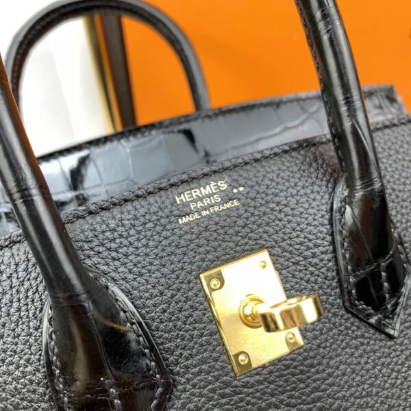 Hermes Birkin Nata Swift Black For Women Gold Toned Hardware 10in/25cm