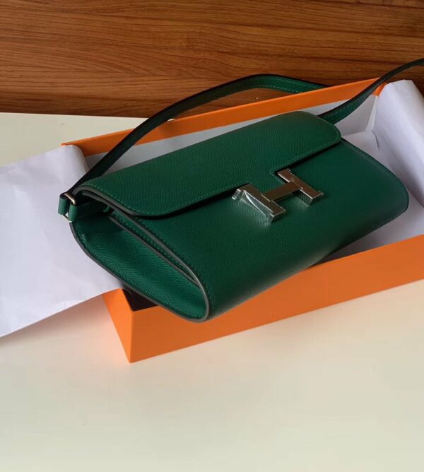 Hermes Constance Epsom Long To Go Wallet Green For Women, Women’s Wallet 8.1in/21cm