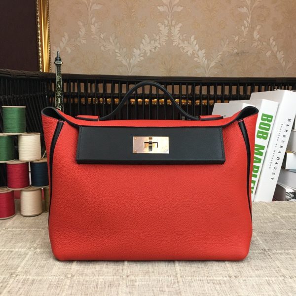 Hermes 24/24 Clemence Swift Red Silver Hardware For Women, Women’s Handbags, Shoulder Bags 11.4in/29cm